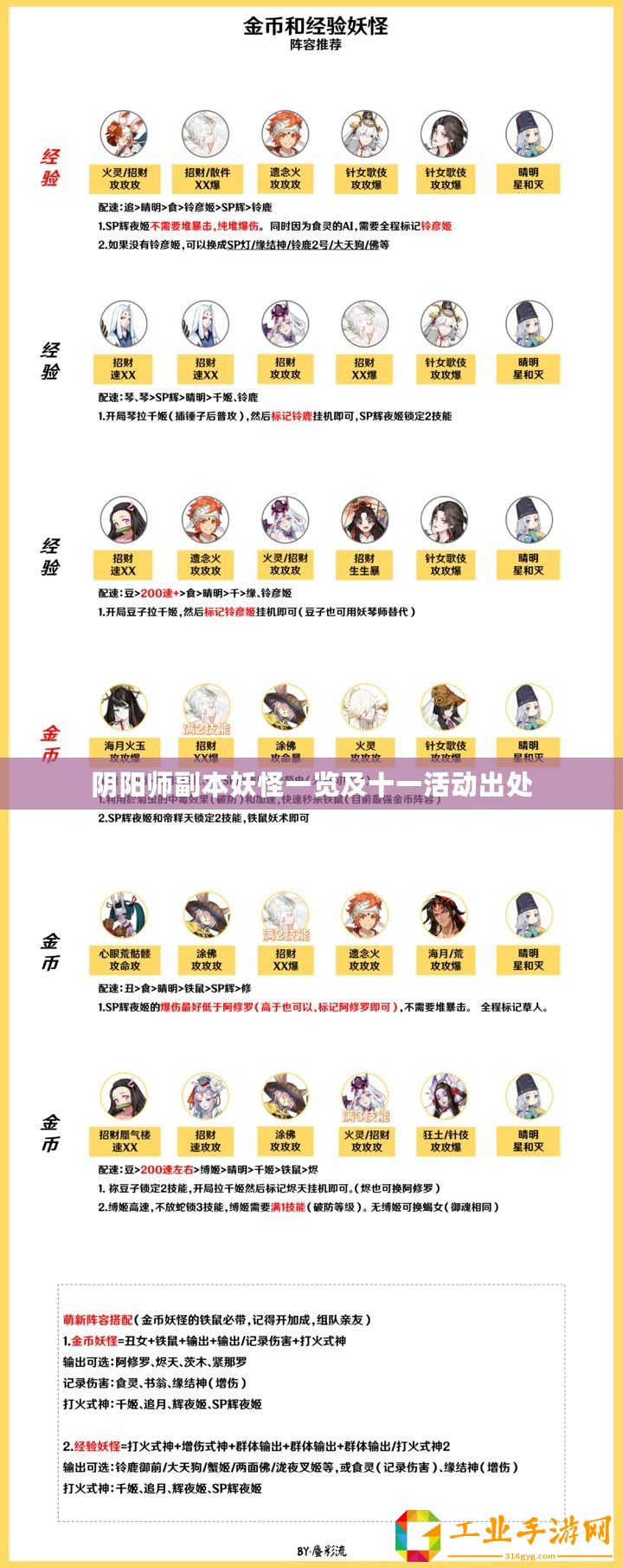 陰陽(yáng)師副本妖怪一覽及十一活動(dòng)出處