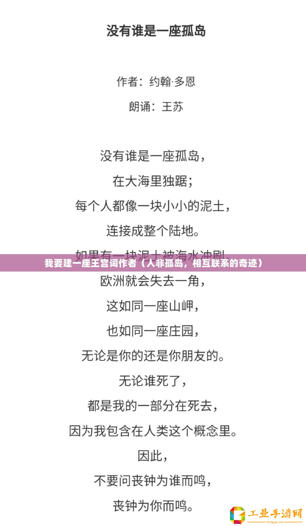 我要建一座王宮詞作者（人非孤島，相互聯系的奇跡）