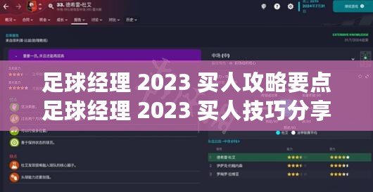 足球經(jīng)理 2023 買人攻略要點(diǎn)足球經(jīng)理 2023 買人技巧分享足球經(jīng)理 2023 高效買人策略